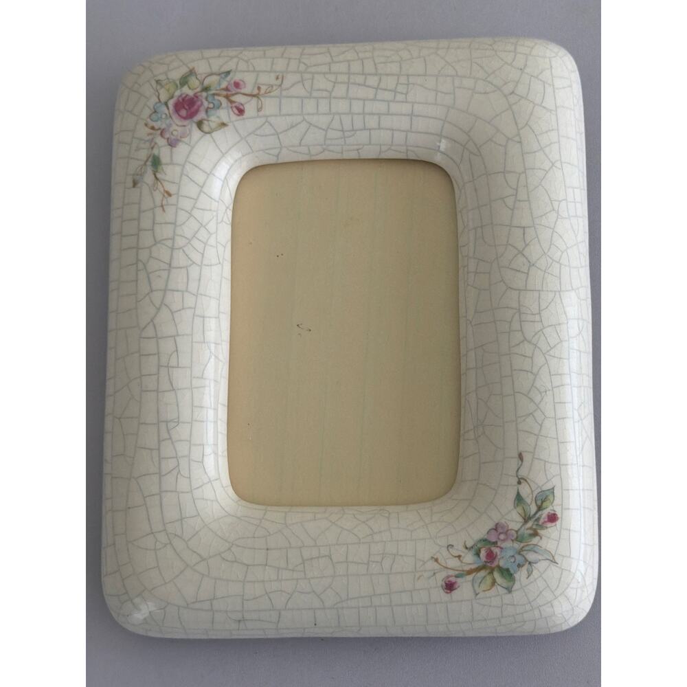 Vintage Burnes Ceramic Floral Photo Frame Cottagecore Coquette Pastel Pink 2x3 - Picture 3 of 11